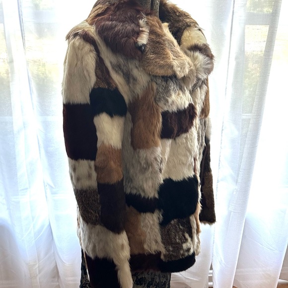 Vintage 1970 Patchwork French Rabbit Fur Jacket Coat SZ 13 14 K&H Furmoste - Picture 3 of 16